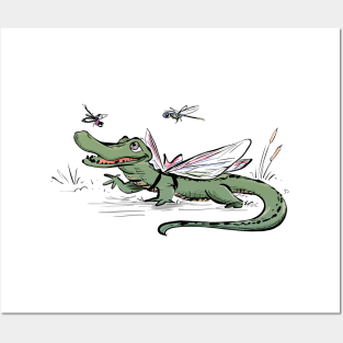 Dragonfly Gator (Color) Posters and Art